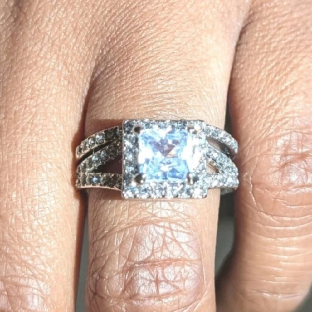 Womens 4 Ct Intricate Detailed Lab Created Diamond Engagement Ring Set Sz7
